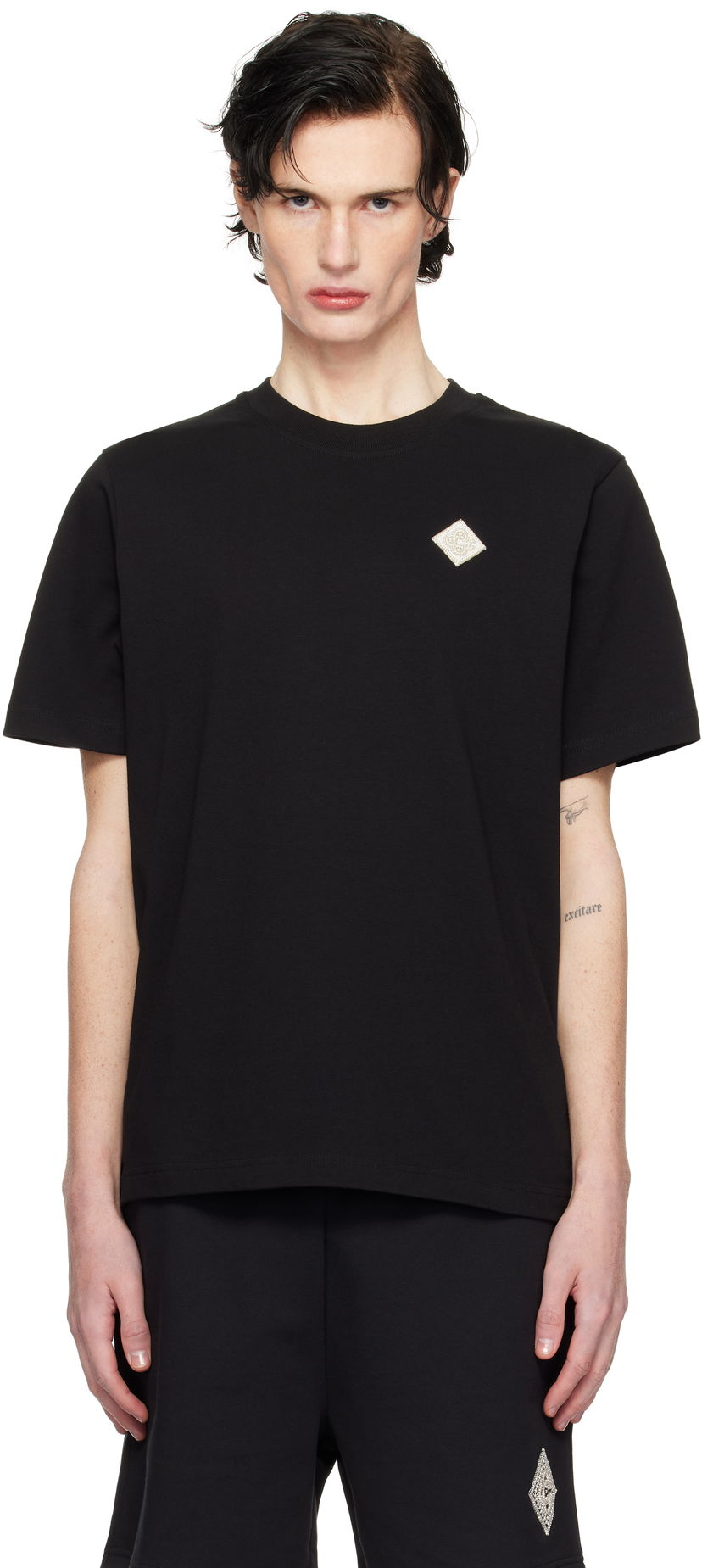 Majica kratkih rukava Casablanca Pearl Diamond Patch T-Shirt Crna | MPS25-JTS-001-10