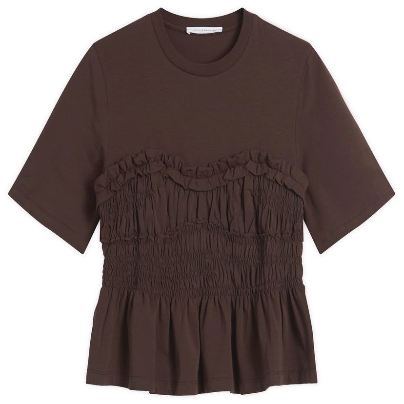 Majica kratkih rukava Cecilie Bahnsen Cecilie Bahnsen Vilde Smocked T-Shirt Smeđa | 225RTW19004