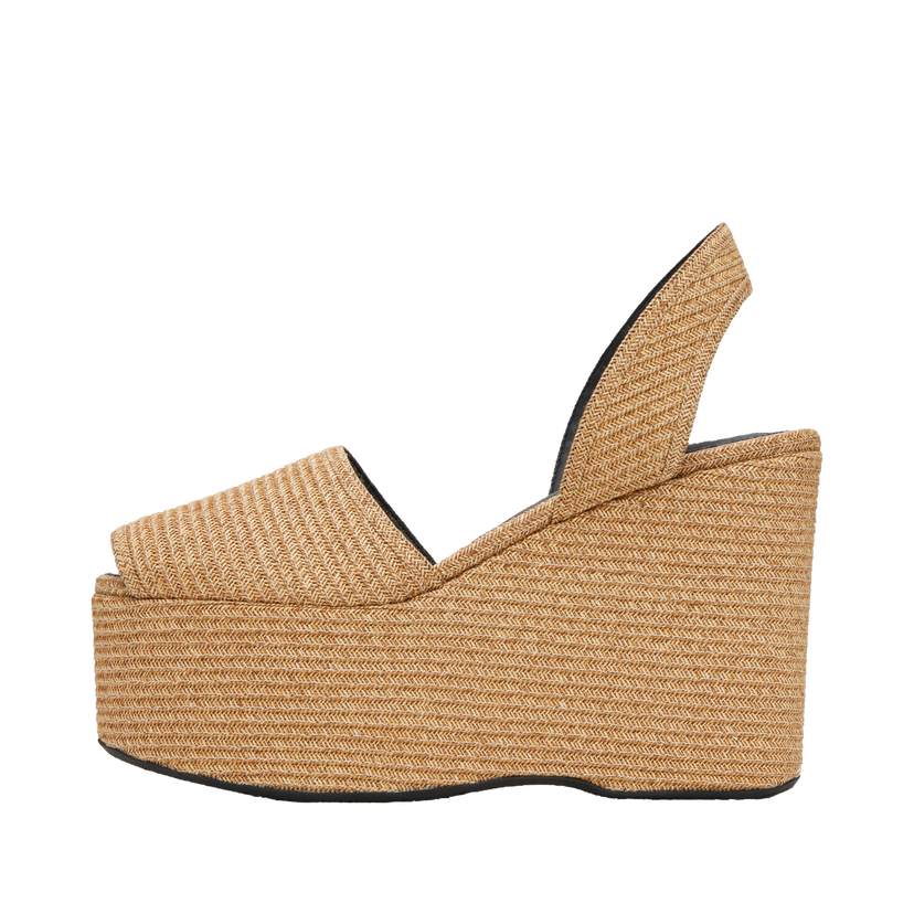 Tenisice i cipele Alaïa ALAÏA Wedge Paper Straw Heeled Sandals Bež | AA3S129TK054