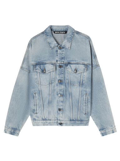 Jakna Palm Angels Logo Over Denim Jacket Plava | PMYE006C99DEN0014001