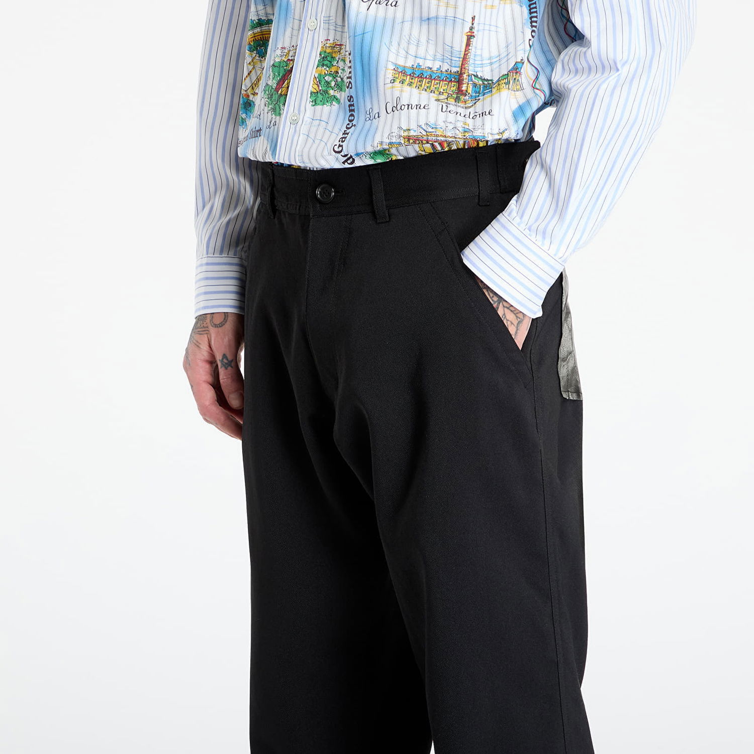 Hlače Comme des Garçons Comme des Garçons SHIRT Trousers With Patch Pockets Crna | FP-P501-W25 Black, 1