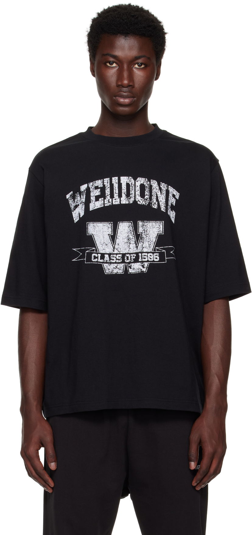 Majica kratkih rukava We11done We11done Printed University T-Shirt Crna | WD-TT2-25-743-U-BK