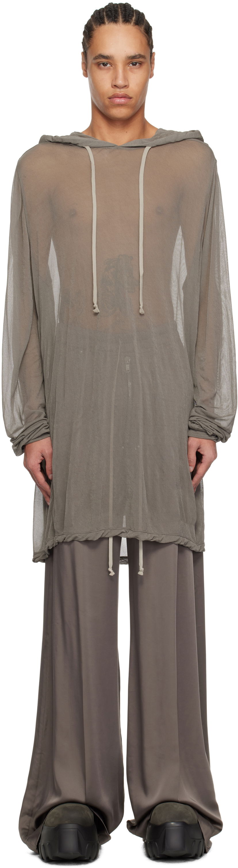 Džemper Rick Owens Rick Owens Hollywood Viscose Crepe Jersey Hoodie Siva | RR01E5285 JCR