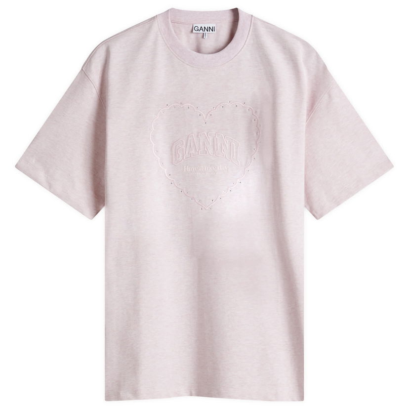Majica kratkih rukava GANNI GANNI Heart Drop Shoulder T-Shirt, Size Large Ružičasta | T4090-868
