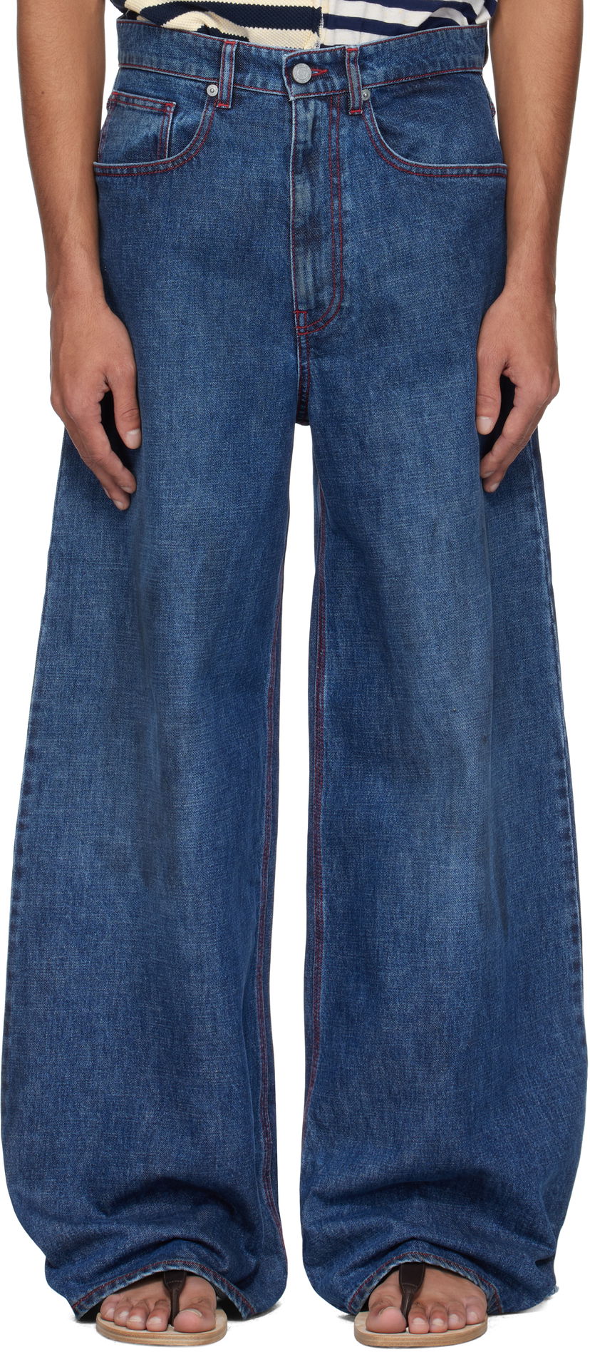 Jeans ERL ERL Baggy Indiana Distressed Jeans Plava | ERL10P013