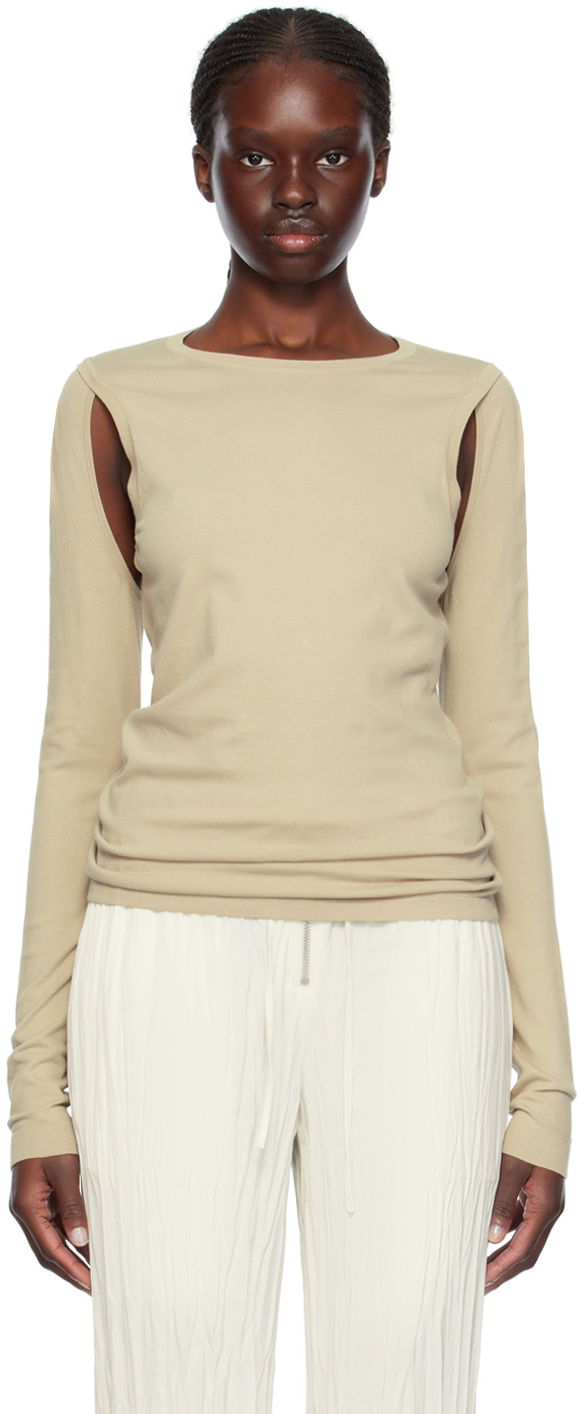Majica kratkih rukava Helmut Lang Cutout Long Sleeve Bež | O02HW703