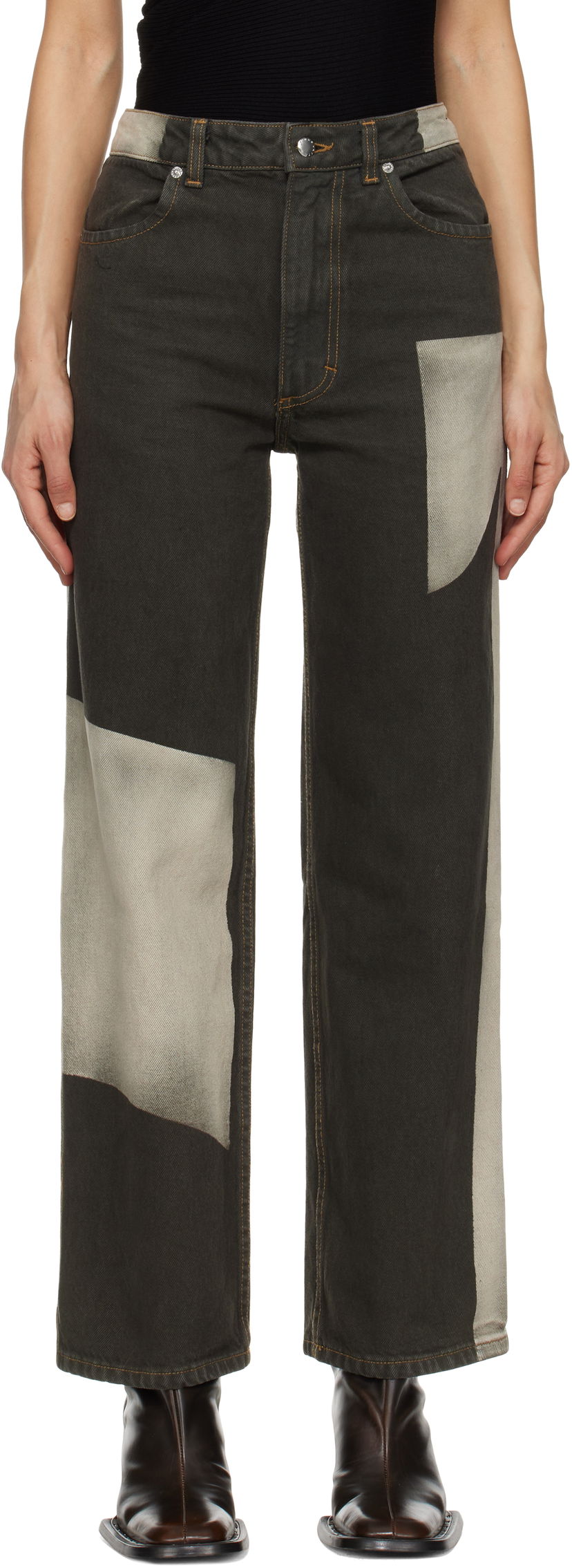 Jeans Eckhaus Latta Eckhaus Latta Wide Leg Jeans Zelena | 334-EL-PS25-T -
