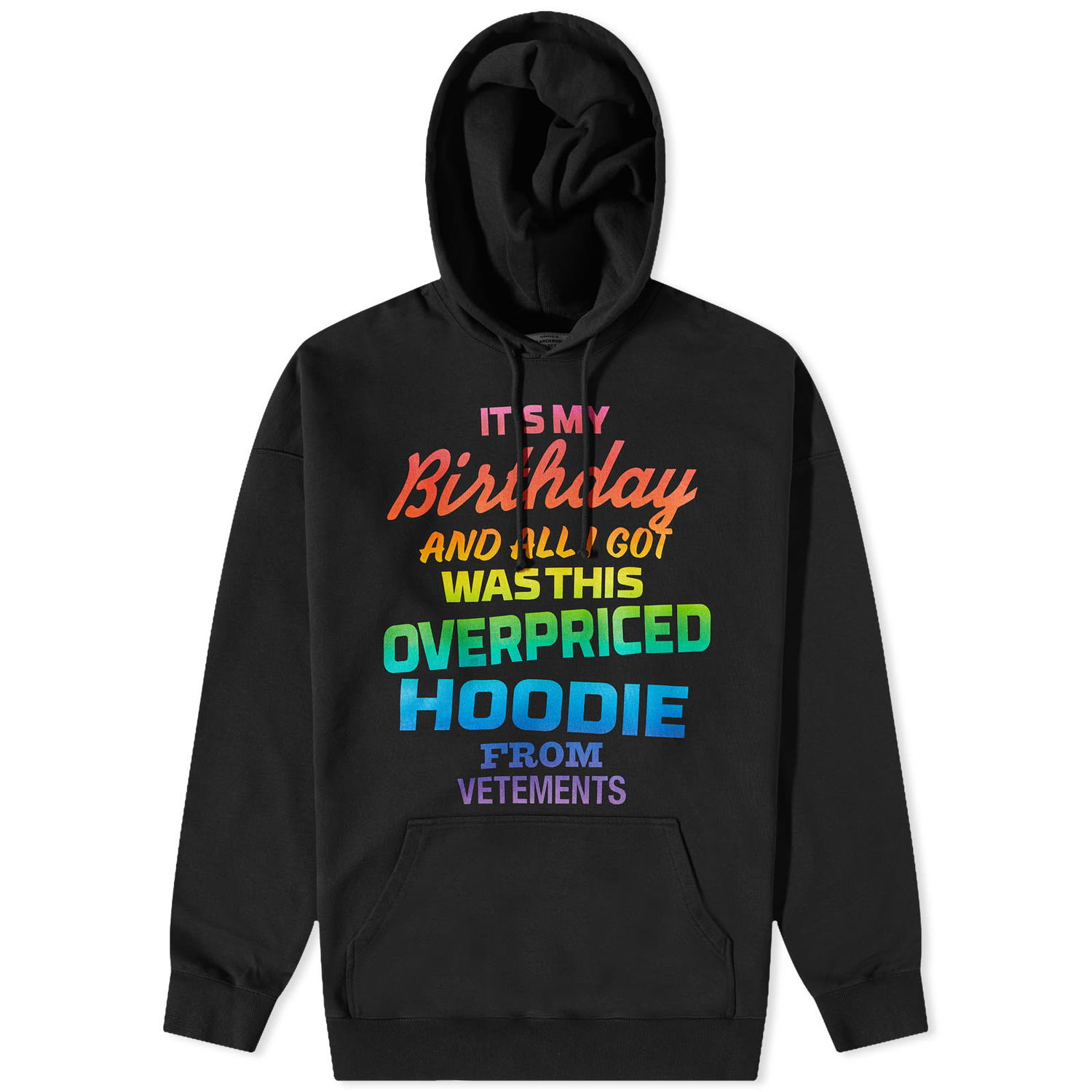 Dukserice VETEMENTS Overpriced Birthday Hoodie Black/Rainbow Crna | UE54HD280B, 0