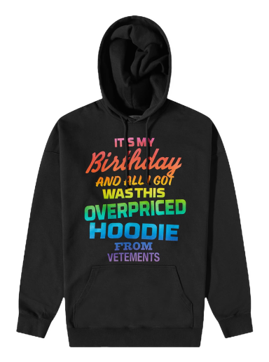 Dukserice VETEMENTS Overpriced Birthday Hoodie Black/Rainbow Crna | UE54HD280B