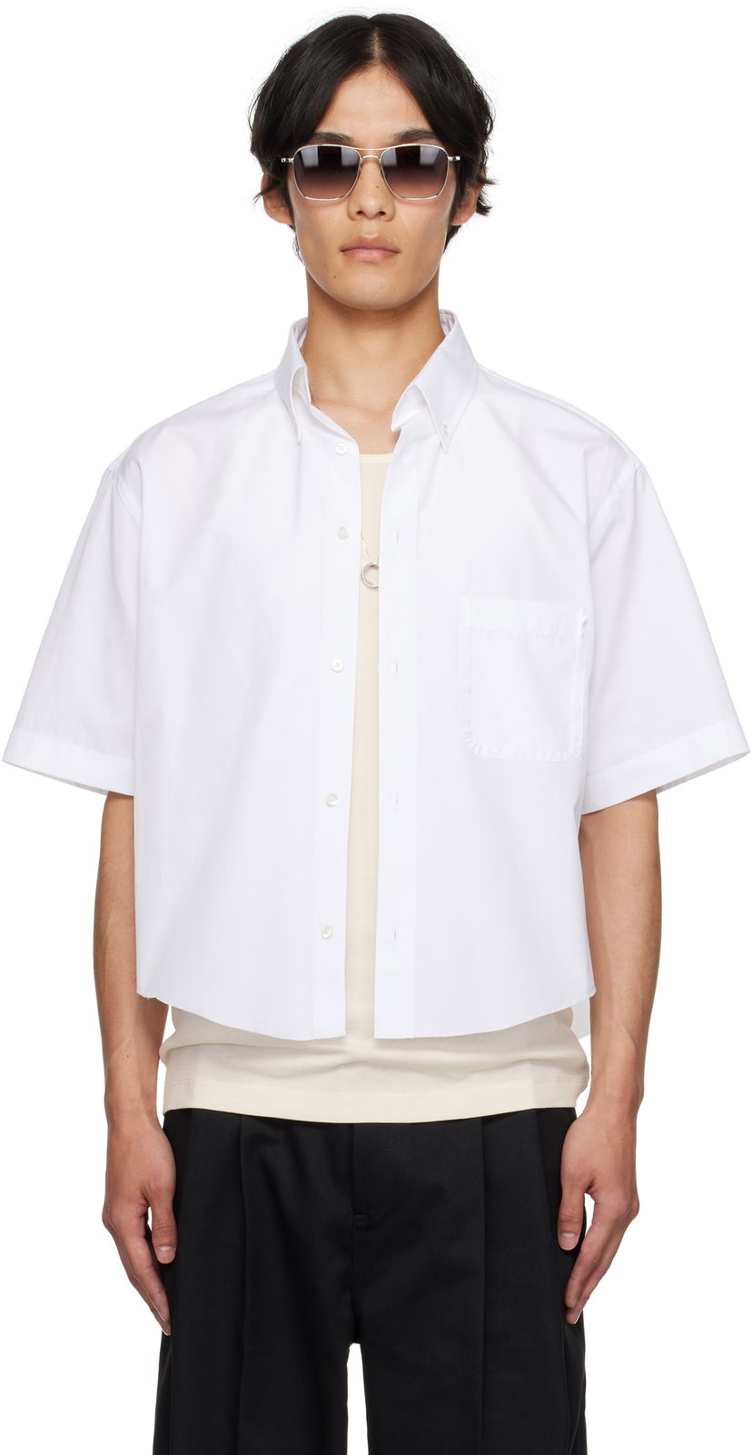 Košulja Maison Margiela Maison Margiela Cropped Button-Up Shirt Bijela | S50DR0012 S43001