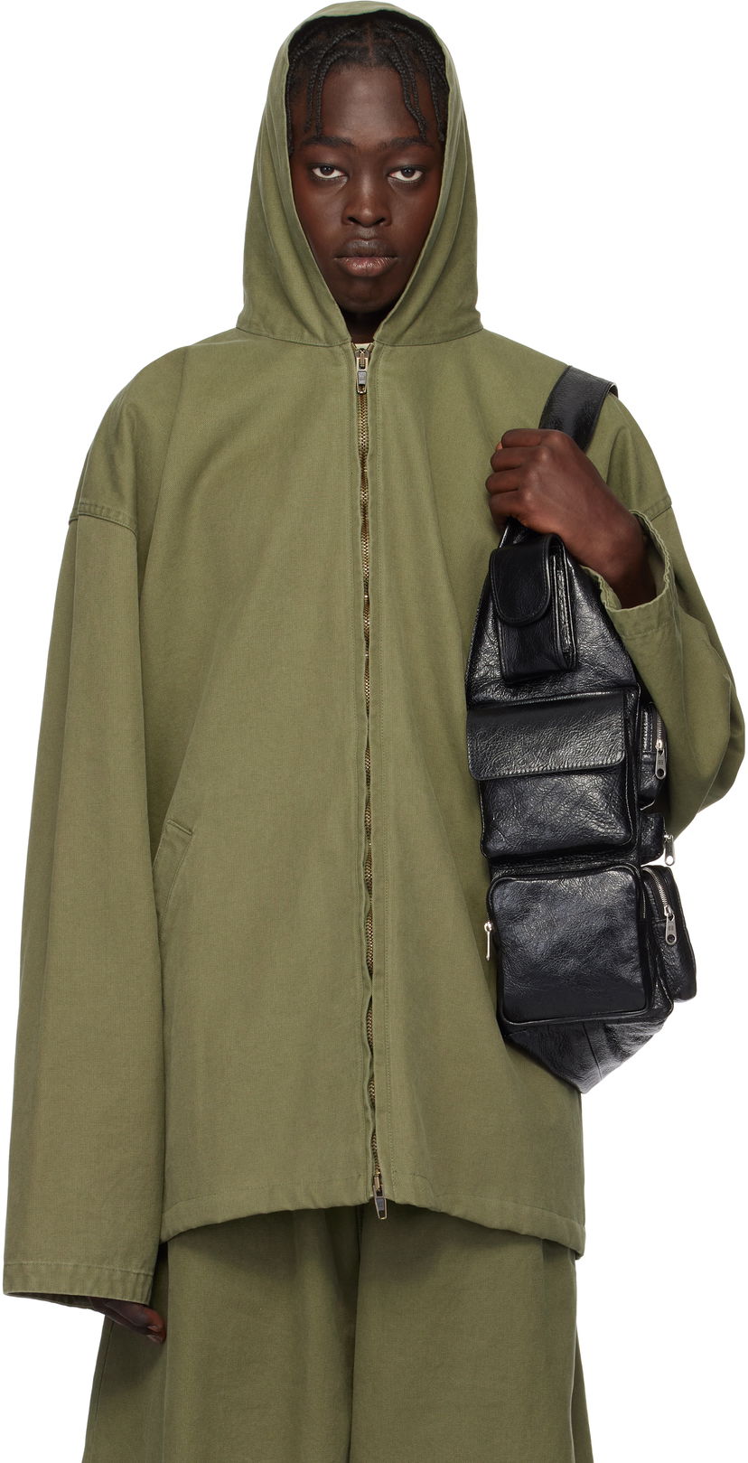 Dukserice Balenciaga Balenciaga Hooded Zip-Up Jacket Zelena | 808823TRP103420