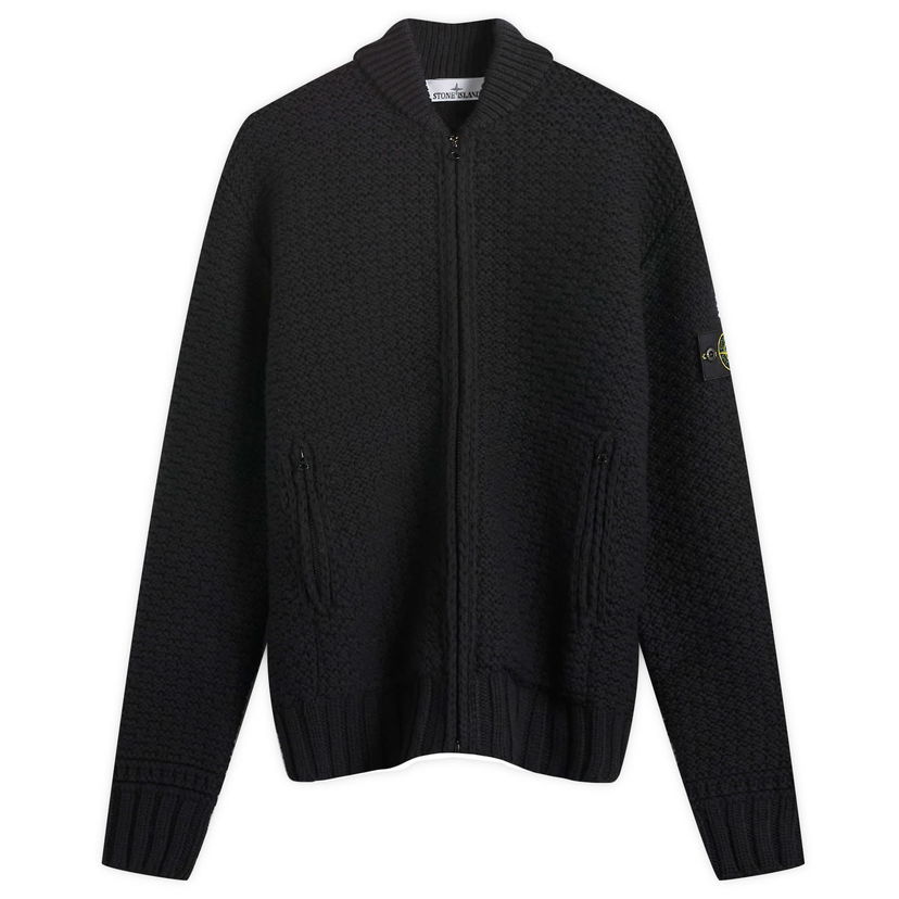 Bomber jakna Stone Island Pure Wool Knitted Full-Zip Bomber Jacket Crna | K2S155100055-V0029