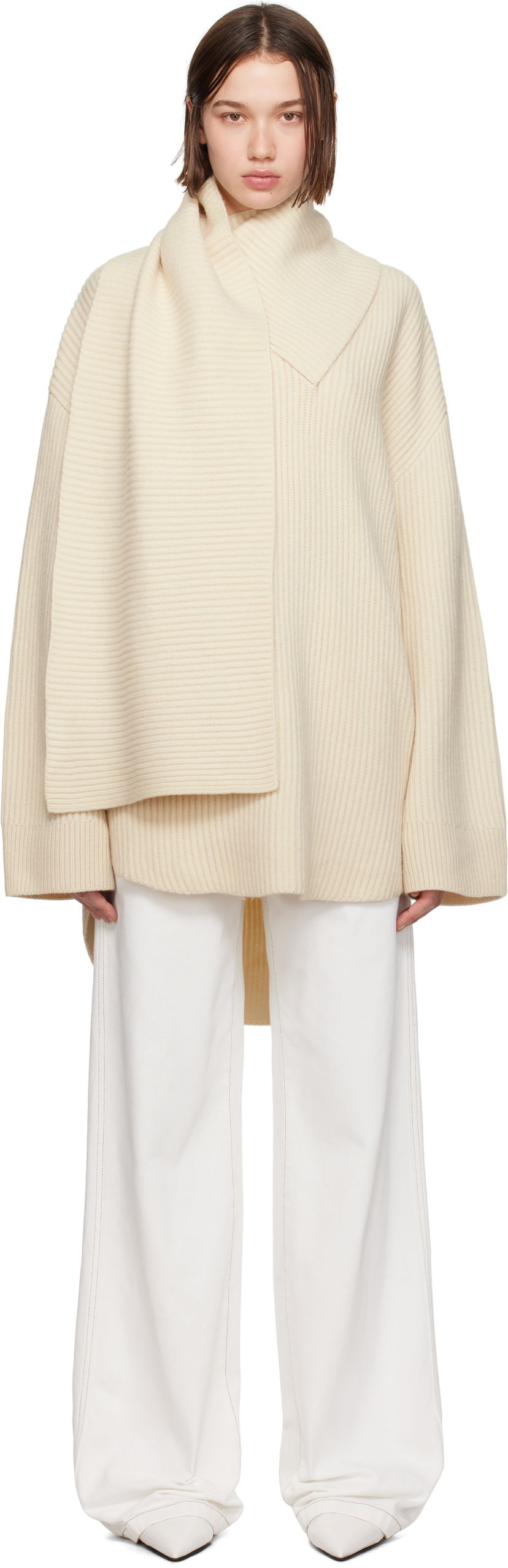 Džemper TOTEME TOTEME Long Scarf Knit Sweater Bež | 244-WRT0364-YA0007