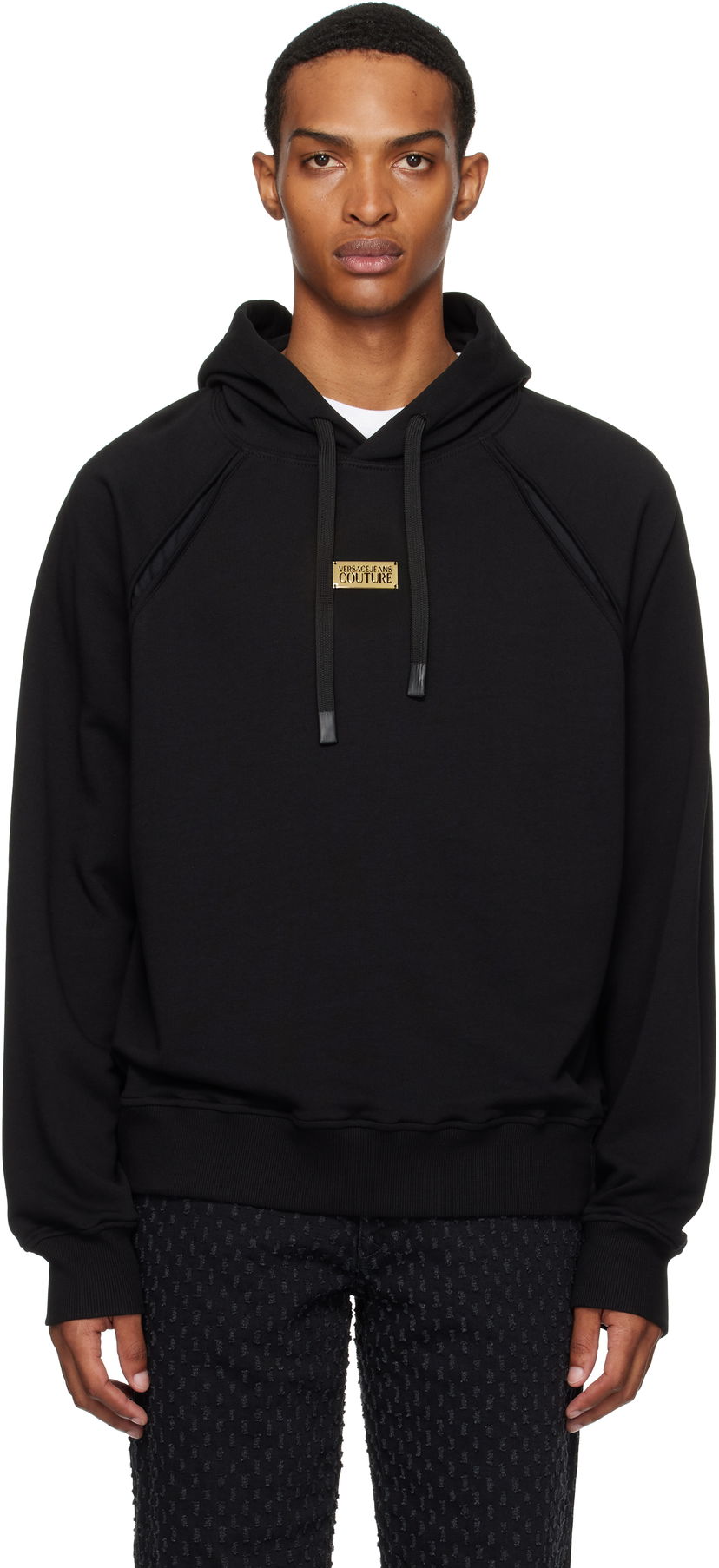 Dukserice Versace Outline Barocco Relaxed-Fit Hoodie Crna | E78GAI314_EF0010