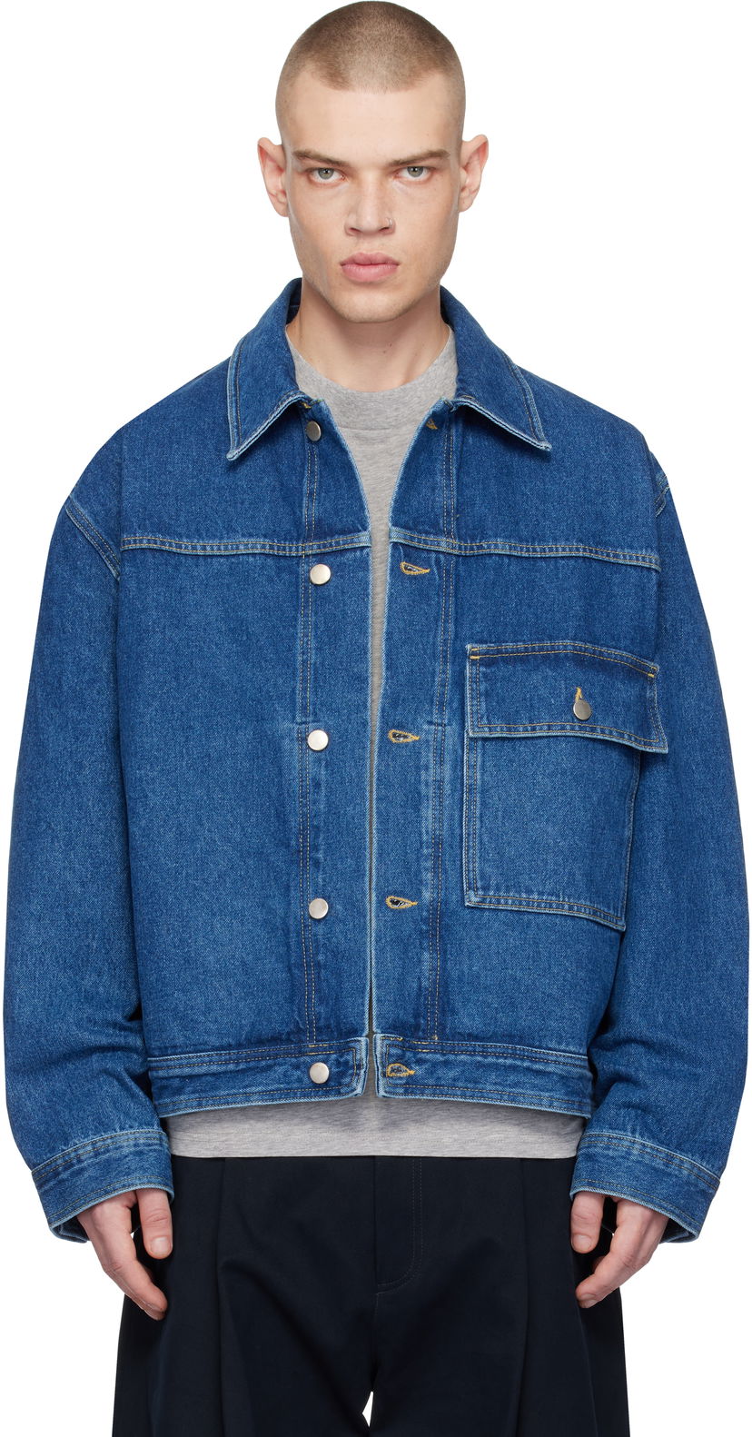Jakna Studio Nicholson Studio Nicholson Petar Denim Jacket Plava | PETAR SNM-1079