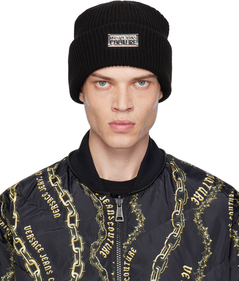 Kapica Versace Knit Logo Beanie Crna | E77GAZK50_EZG291