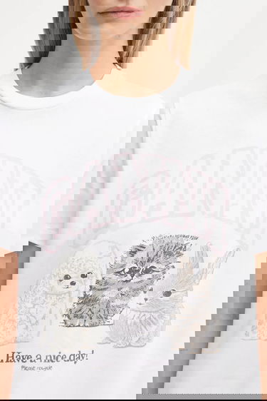 Majica kratkih rukava GANNI GANNI Basic Cotton Jersey Animals Relaxed T-Shirt Bijela | T4376, 3