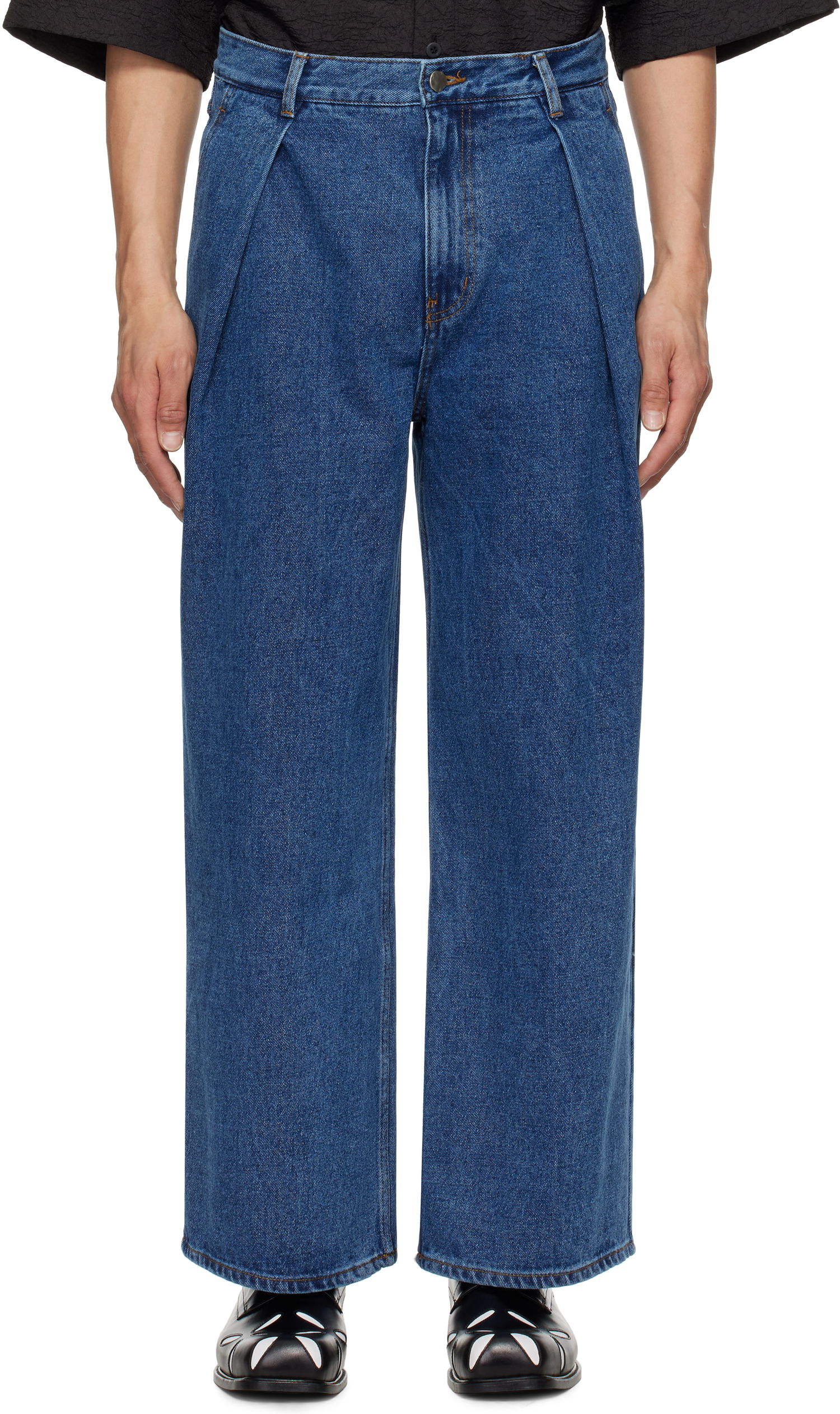 Jeans ADER ERROR ADER error Sig; TRS Tag 02 Pleated Wide-Leg Jeans Plava | BO42FYJE0102BL, 0