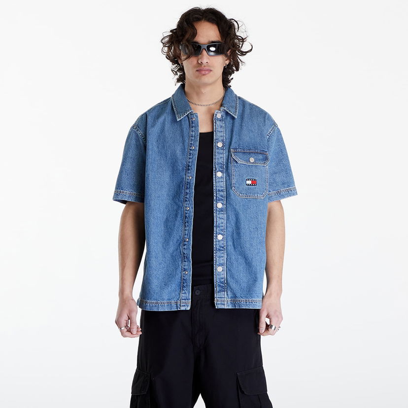 Košulja Tommy Hilfiger Denim Short Sleeve Overshirt Mid Indigo Plava | DM0DM18957 1A4