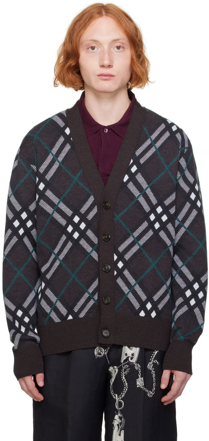 Džemper Burberry Brown Check Cardigan Crna | 8093496