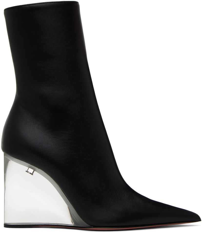 Trenčkot Amina Muaddi Amina Muaddi Pernille Wedge Ankle Boots Crna | PERNILLE HALF GLASS WEDGE NAPPA