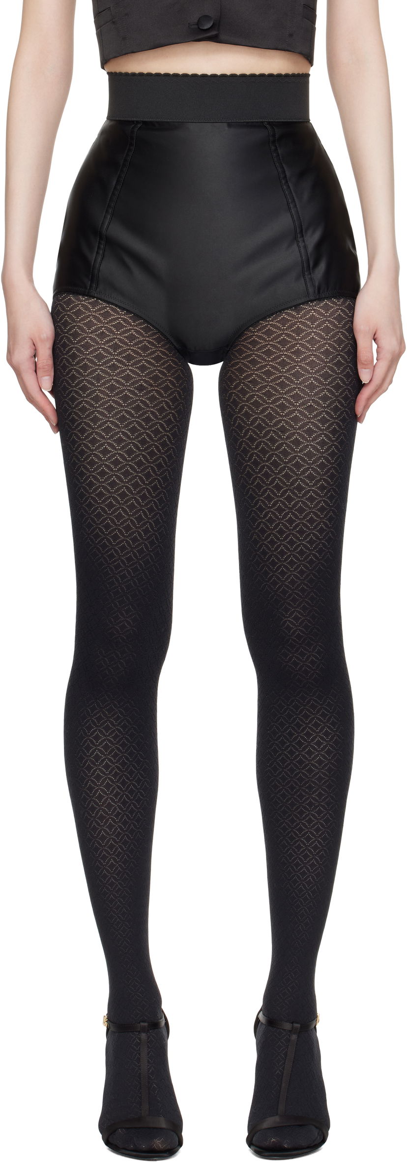 Čarape Dolce & Gabbana Dolce&Gabbana Marquisette High-Waisted Shorts Crna | FTAG1T GDCMX
