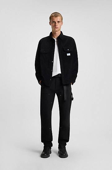 Košulja BOSS Oversized-fit Cotton Corduroy Shirt Crna | 50549793, 1