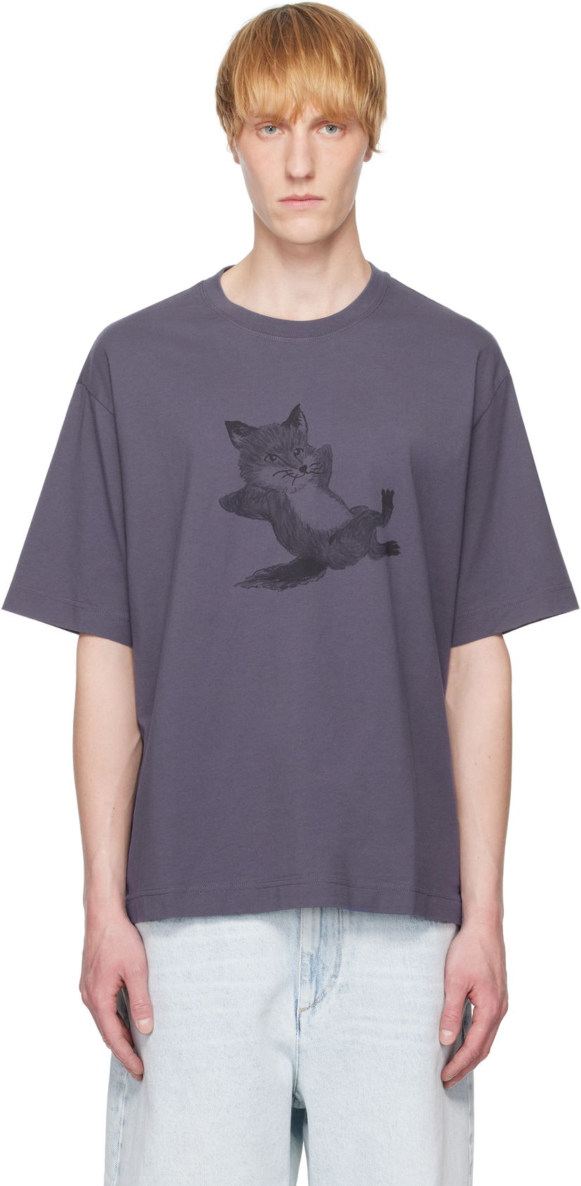 Majica kratkih rukava MAISON KITSUNÉ Maison Kitsuné Chillax Fox Oversize T-Shirt Ljubičasta | OM00108KJ0008