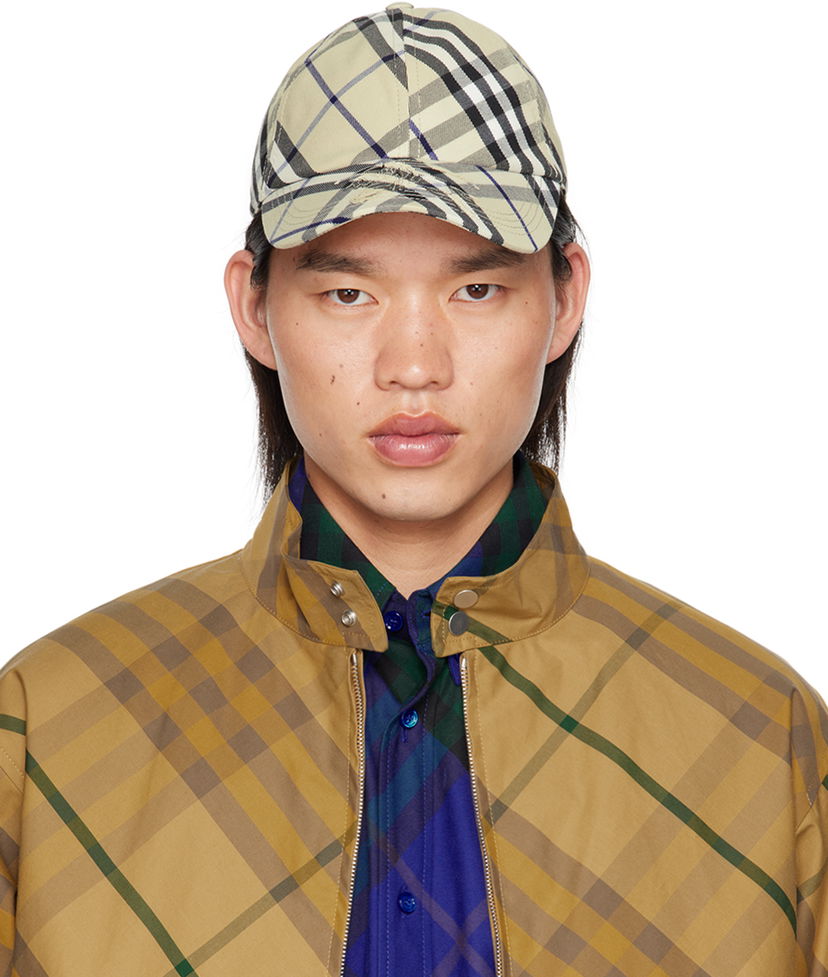 Kapa Burberry Beige Check Cotton Blend Baseball Cap Bež | 8085722