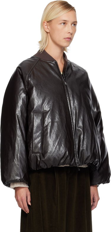 Pernata jakna Max Mara Potente Faux-Leather Down Jacket Smeđa | 2525486042600, 1