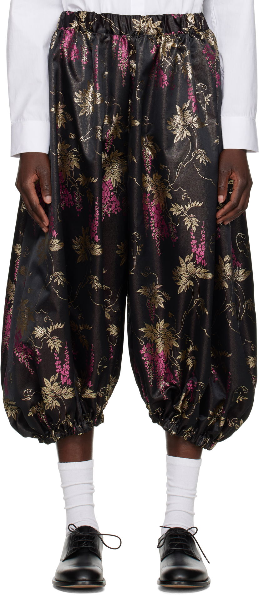 Kratke hlače Comme des Garçons Comme des Garçons Jacquard Bloom Balloon Trousers Crna | RO-P003-051-1