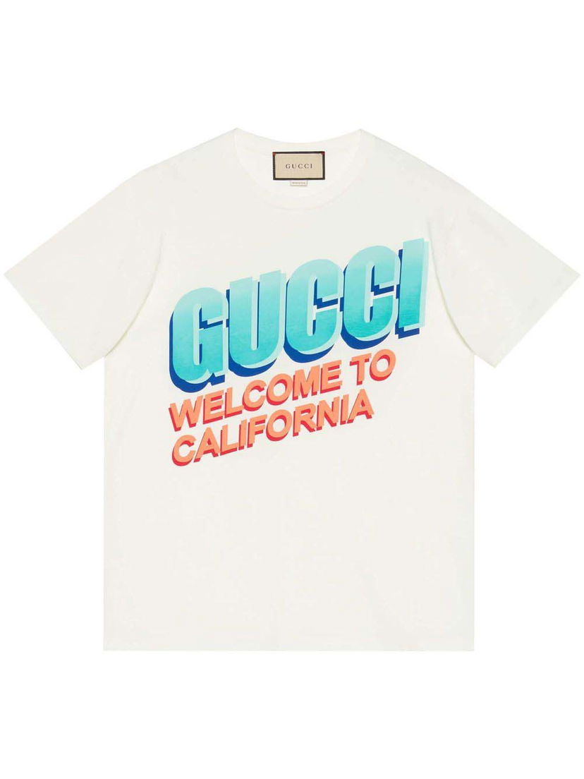 Majica kratkih rukava Gucci Welcome To California T-shirt White Bijela | 615044 XJEEB 9095