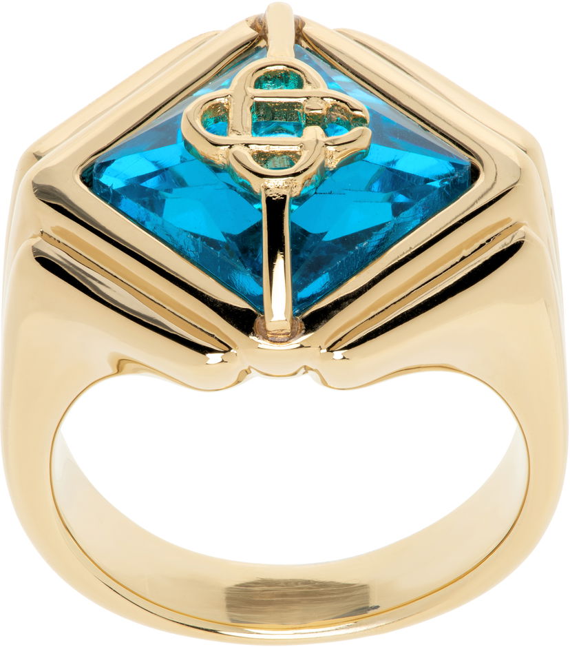 Prsten Casablanca Signet Ring With Blue Stone Plava | APS25-JW-258-01