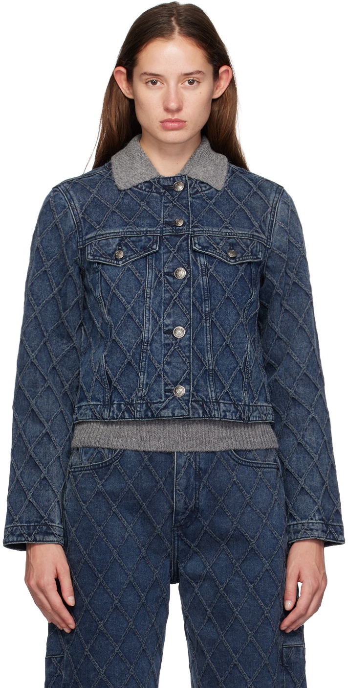 Jakna rag & bone Quilted Denim Jacket Plava | WDD24F1438Q2KA