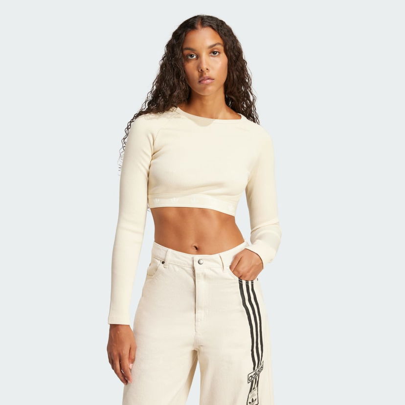 Crop top adidas Performance Women's Ribbed Crop Top Bež | JD0013