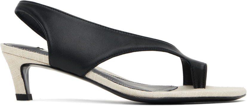 Dodaci TOTEME TOTEME Leather Thong Heeled Sandals Crna | 252-WAS0201-LE0104