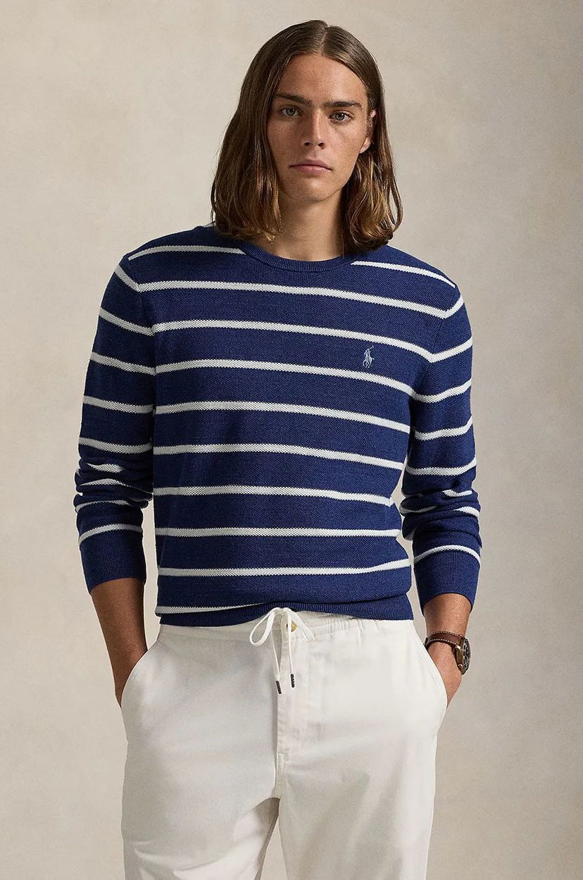 Džemper Polo by Ralph Lauren Striped Cotton Blend Sweater Plava | 710955764