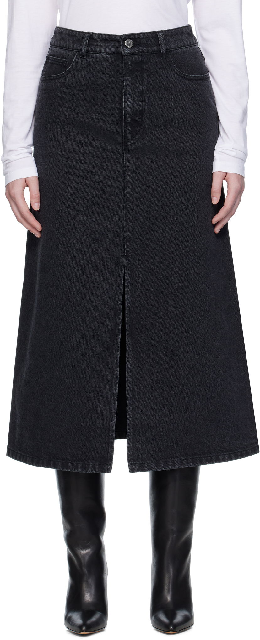 Suknja A.P.C. A.P.C. Georgia Denim Midi Skirt Crna | COHDK-F06423
