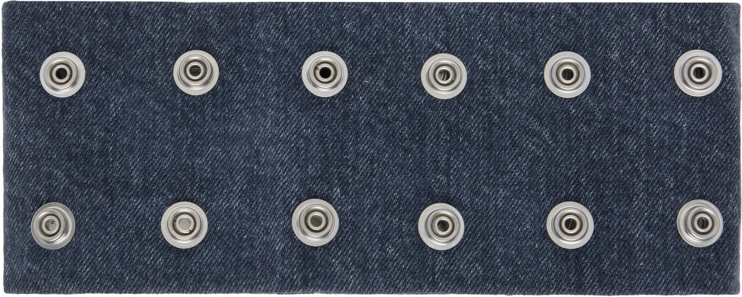 Ogrlica Rick Owens DRKSHDW Concordians Strobe Denim Snap Button Neck Band Choker Tamnoplava | DA02E7475 DGY, 0