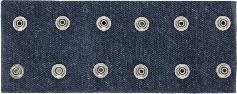 Ogrlica Rick Owens DRKSHDW Concordians Strobe Denim Snap Button Neck Band Choker Tamnoplava | DA02E7475 DGY