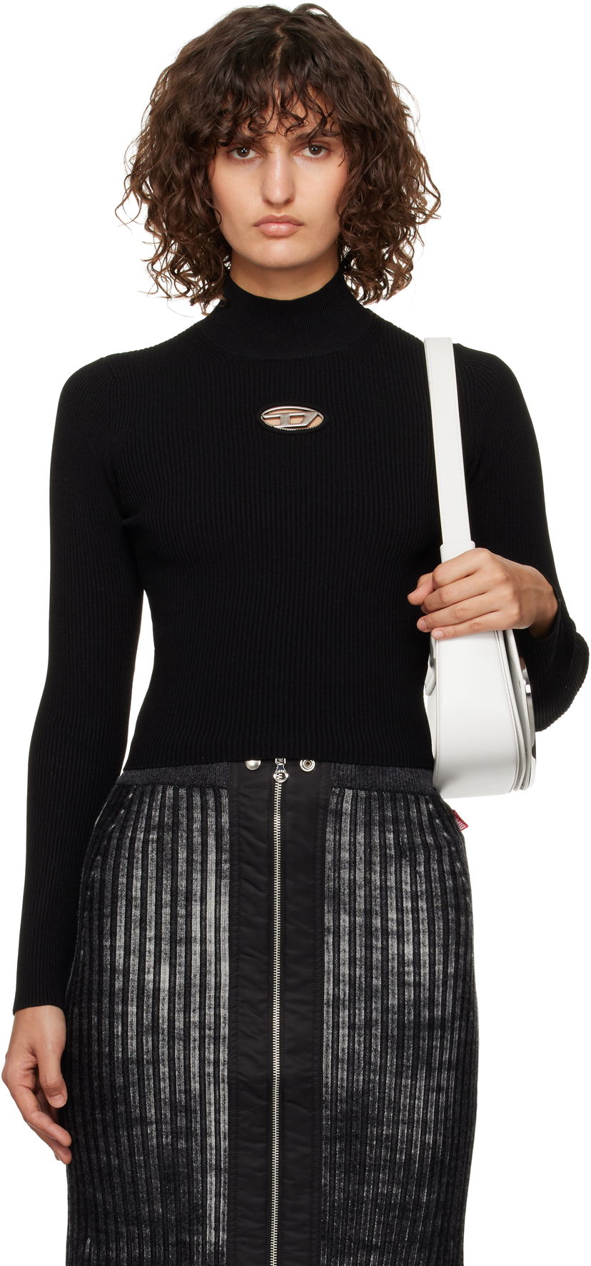Džemper Diesel Fitted Cutout Detail Sweater Crna | A14187 0DLAX