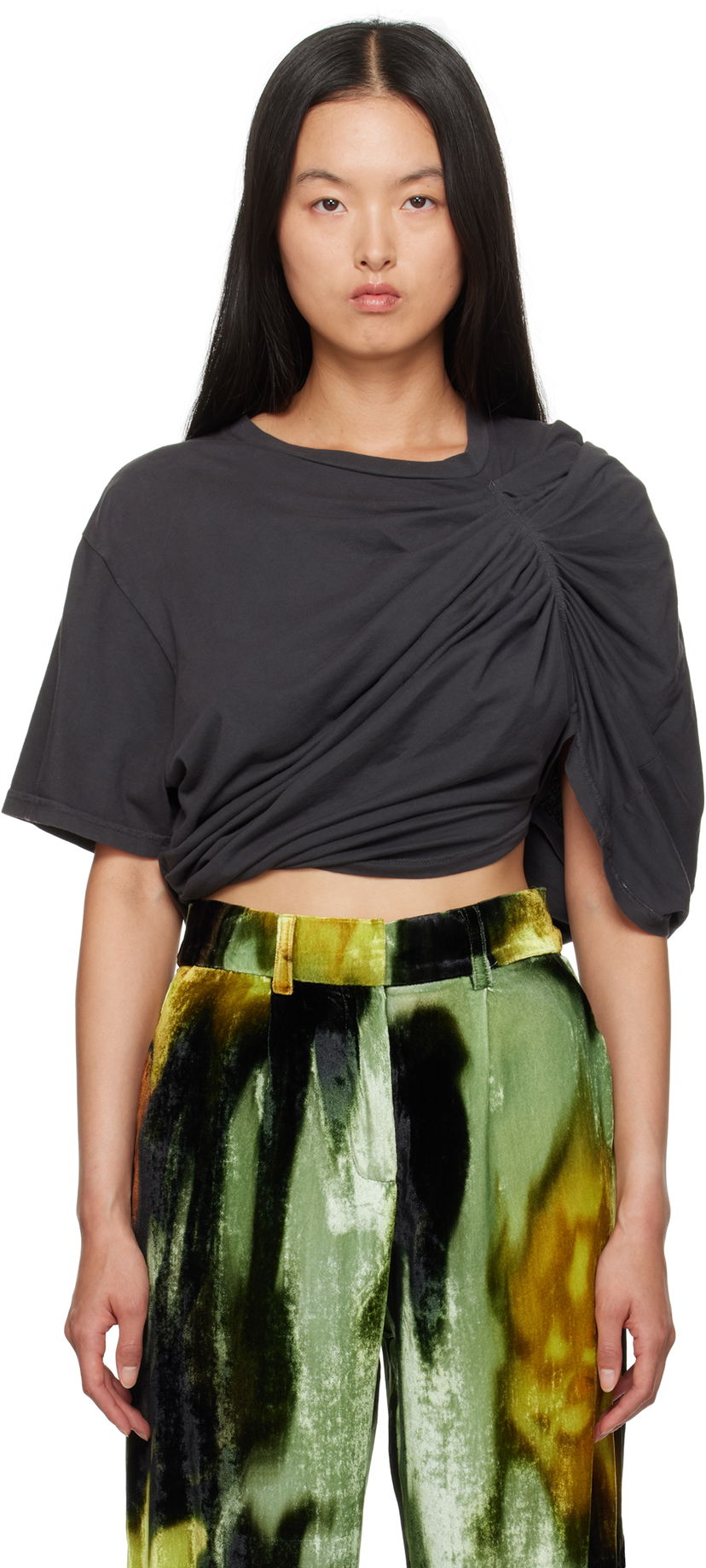 Majica kratkih rukava Collina Strada Collina Strada Draped T-Shirt Crna | XX3395
