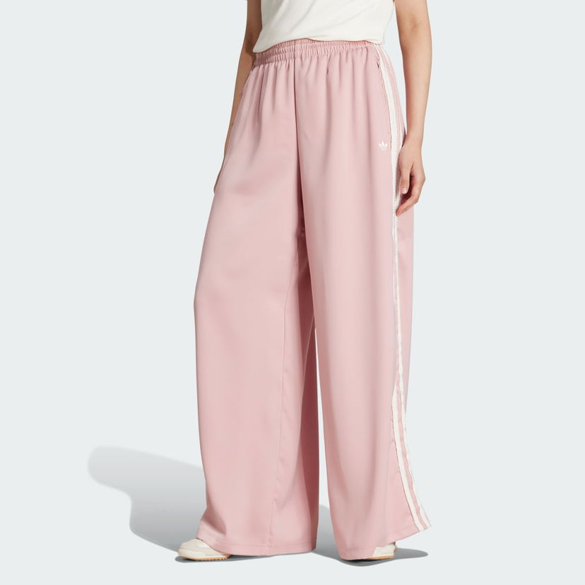 Hlače adidas Originals adidas Originals Satin Wide Leg Pants with Ruffle 3-Stripes Ružičasta | KC8815