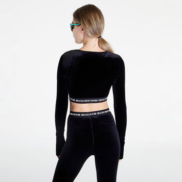Crop top Versace Velvet Stretch T-Shirt Crna | 73HAH218J0008899, 1
