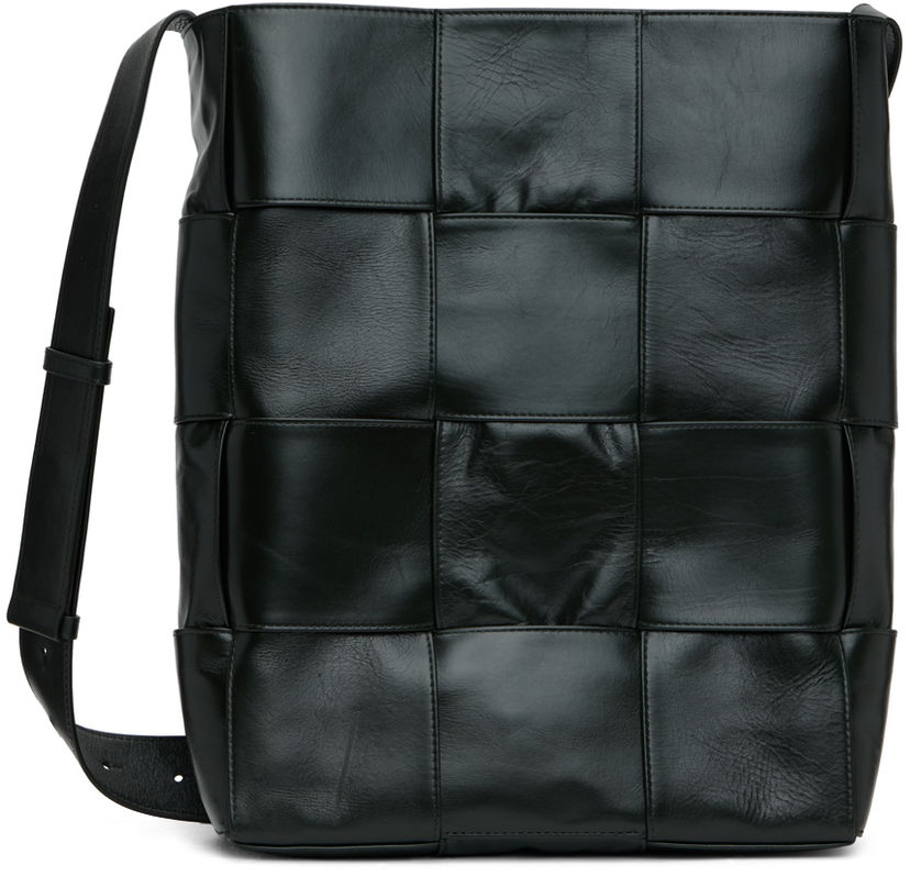 Torba za rame Bottega Veneta Bottega Veneta Acro Woven Leather Shoulder Bag Zelena | 729551 VCQ71