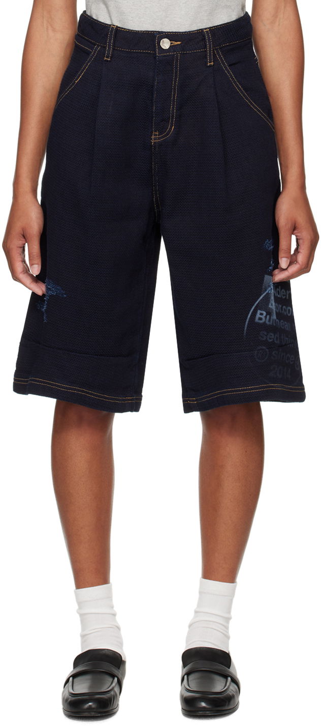 Kratke hlače ADER ERROR Printed Denim Shorts Tamnoplava | BN01SSJE0203BL
