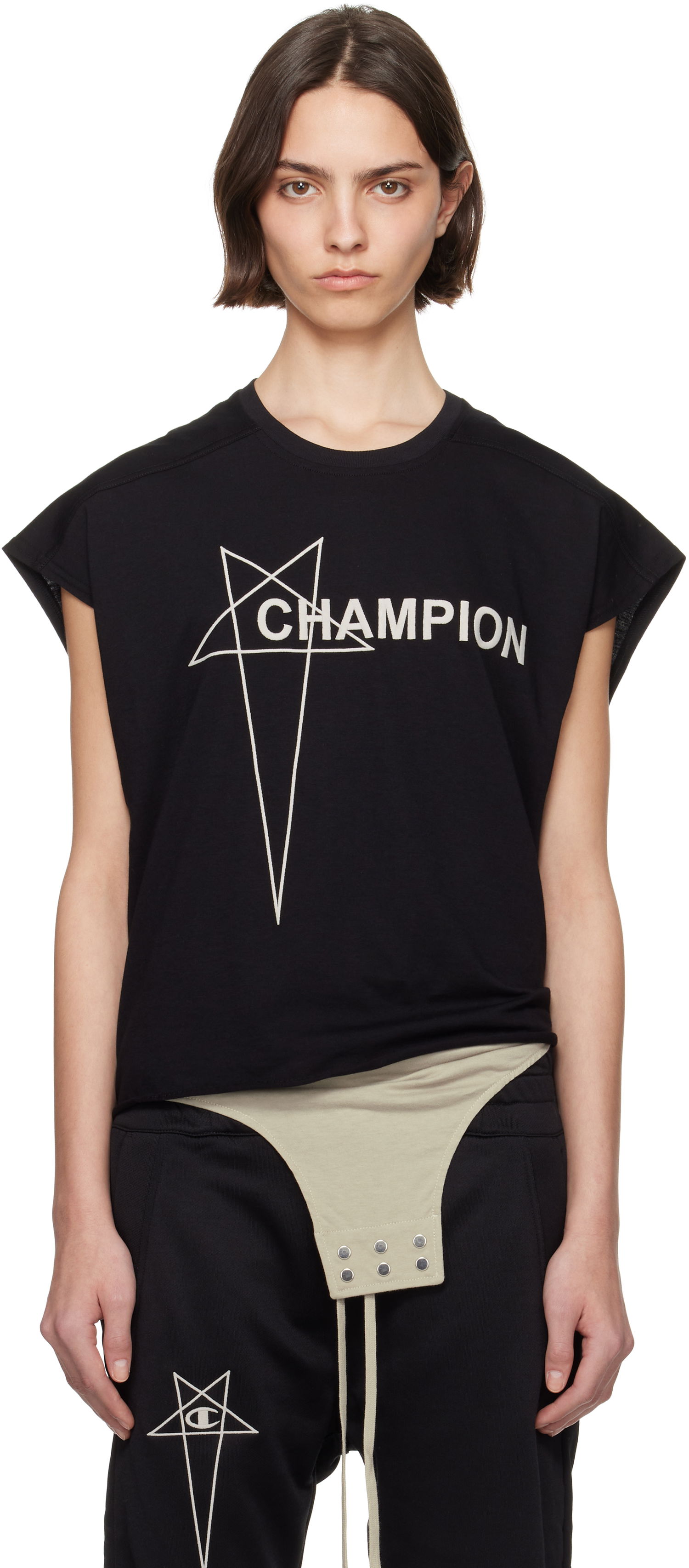 Majica bez rukava Rick Owens Rick Owens Champion Edition Micro Tatlin Tank Top Crna | CW01E1668 CHJG, 0