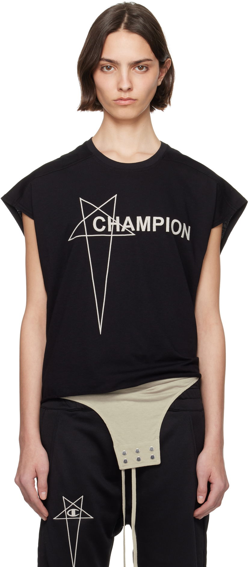 Majica bez rukava Rick Owens Rick Owens Champion Edition Micro Tatlin Tank Top Crna | CW01E1668 CHJG