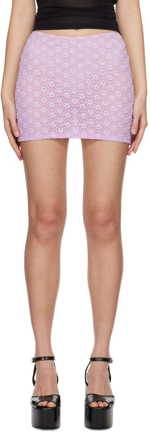 Suknja BY FAR BY FAR Rubi Floral Crochet Miniskirt Ljubičasta | 24CRRMSSKLLSTRL