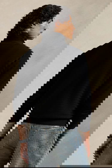 Dukserice Polo by Ralph Lauren Quarter-Zip Stand-Up Collar Sweatshirt with Plaid Lining Crna | 710981468001, 3